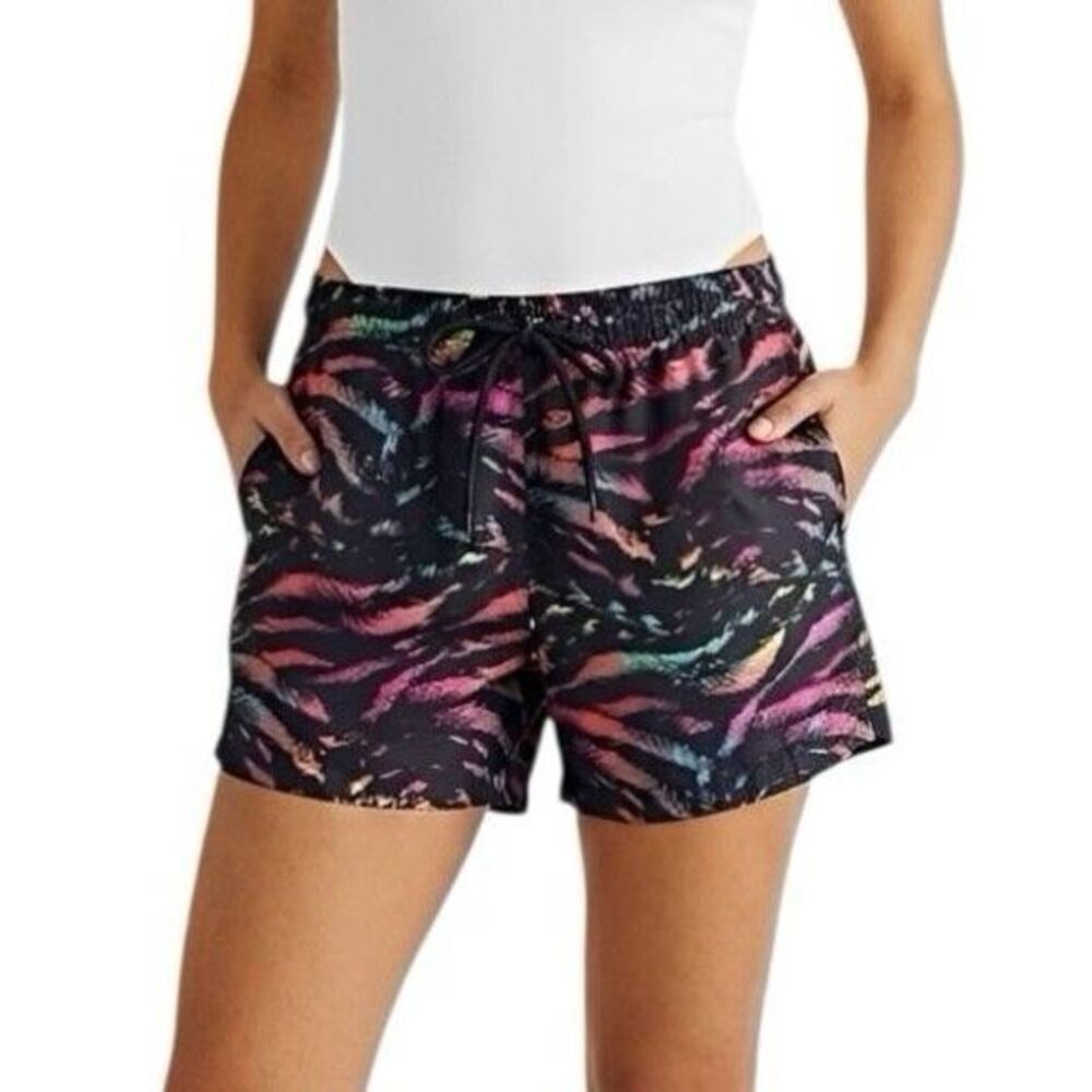 H&M Womens Shorts Size Small Swimming Trunks Zebra Woven Mesh Drawstring Beach